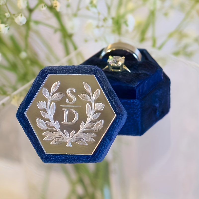 Custom Hexagonal Velvet Ring Box, 2-Compartment